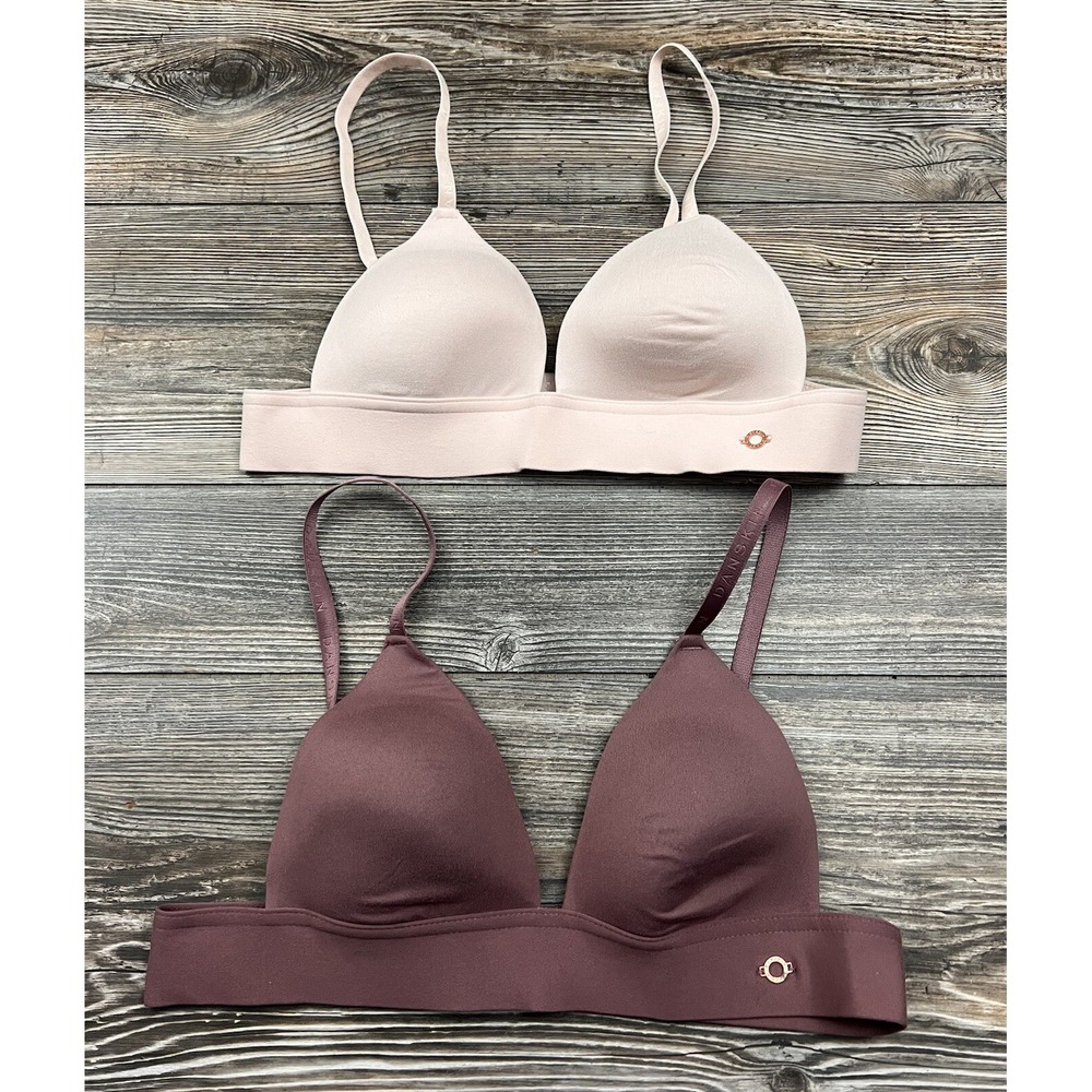 Danskin Micro Laser Lounge Bralettes Size 34B Pink & Burgundy Wireless Lot Of 2‎